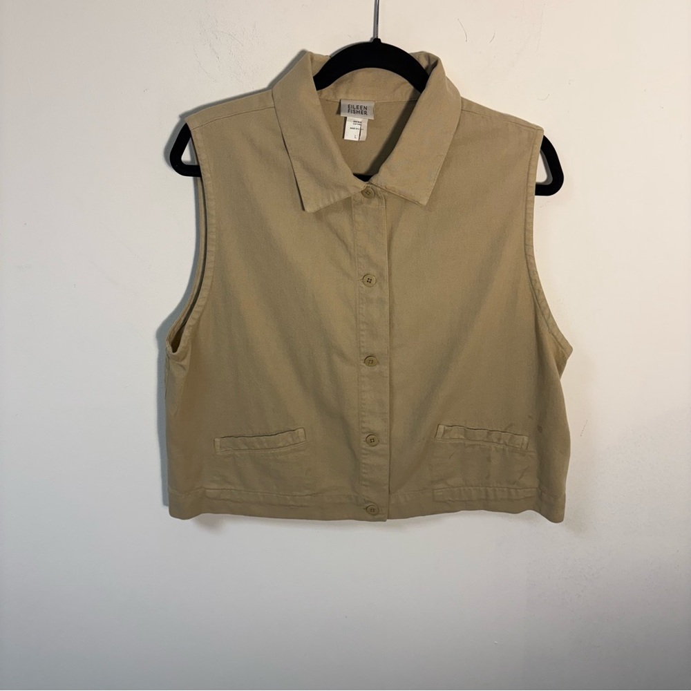 Vintage Eileen Fisher Womens Sleeveless Button-Up Vest Tencel Blend Large - Picture 5 of 11